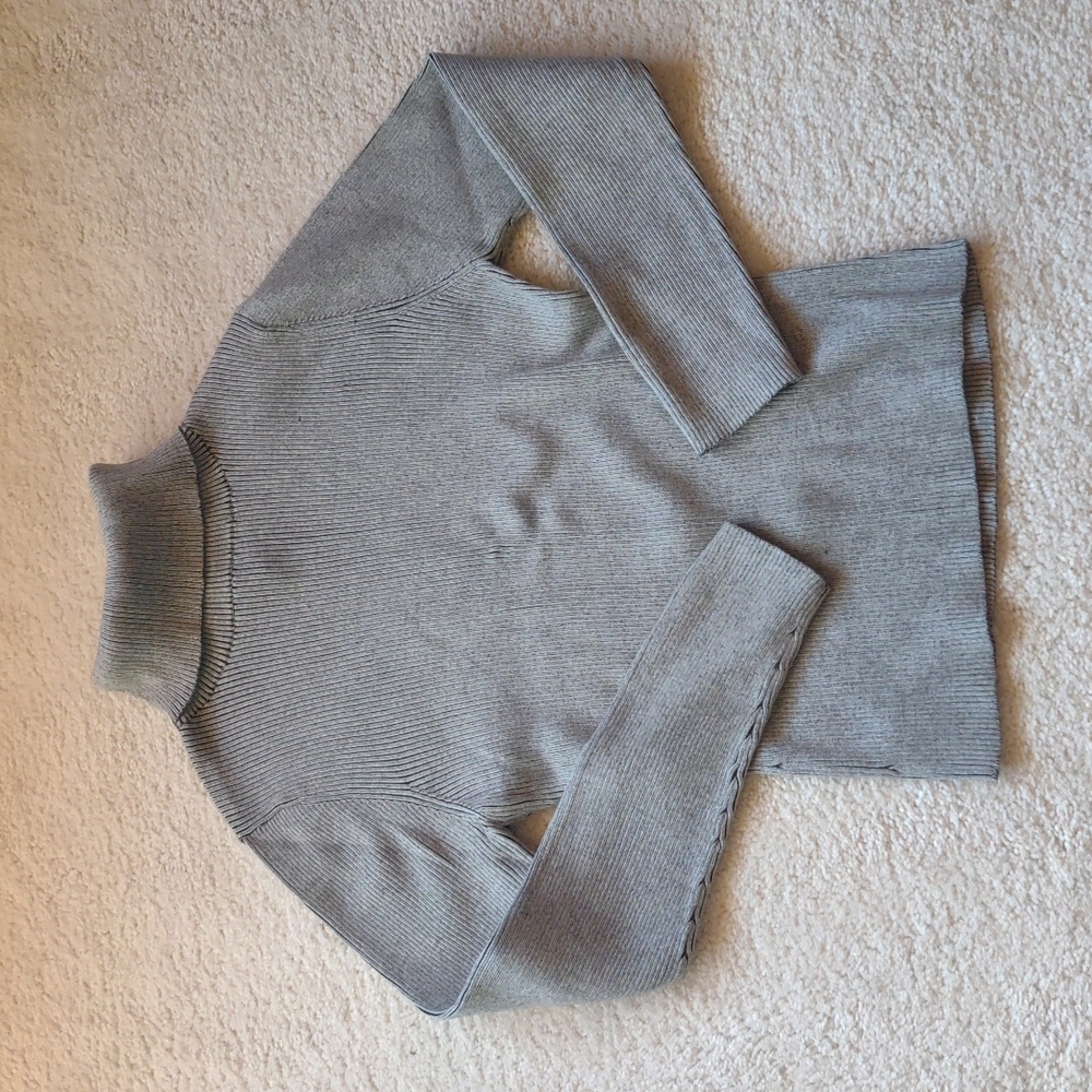 Grey weave with black undertones turtleneck sweater